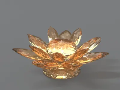Glass Flower Showpiece Orange Low-poly 3D model
