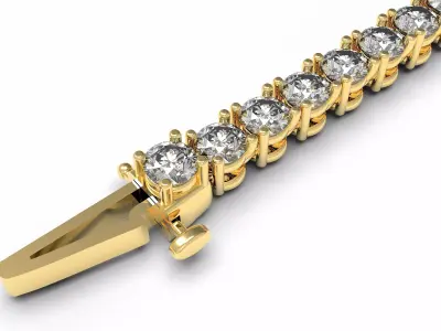 Tennis Flexible Round Diamond Bracelet 3 mm 3D print model