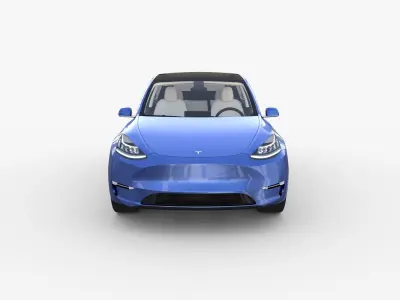 Tesla Model Y AWD Blue with interior and chassis 3D model