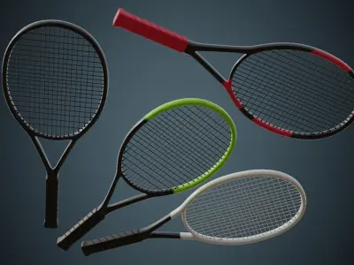 Tennis Racquet 1A Low-poly 3D model