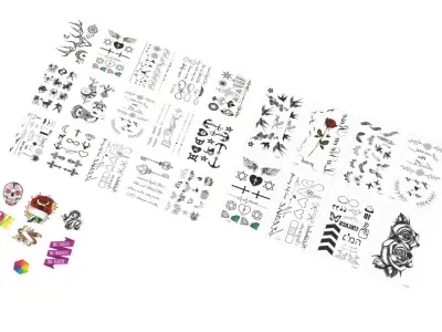 Tattoo Stickers Set 3D model