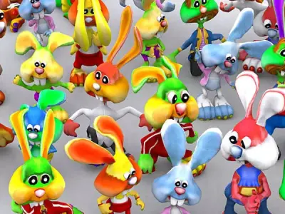 3DRT - Toonpets Bunnies Low-poly 3D model