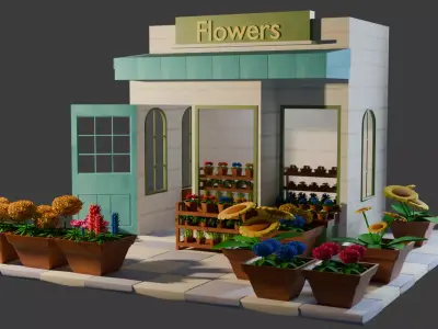 Flower Shop Low-poly 3D model