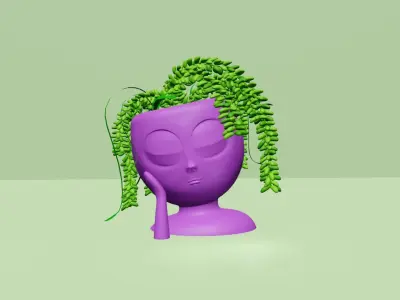 Woman Face Vases Succulent - Pair - STL Printable 3D print model