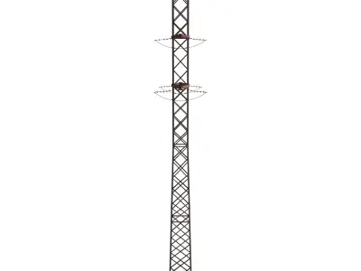 Electricity Pole 15 Weathered 3D model