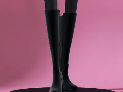 Campbell Black Suede Boots 3D model
