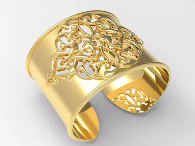 Gold cuff bangle Islamic design model bg0006 3D print model