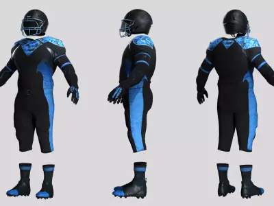 Realistic American Football Outfit- Blue Black Low-poly 3D model