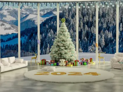 New Year 2024 in the mountains 3D model