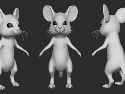 Cute Mouse Basemesh Low-poly 3D model