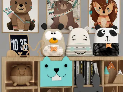 toys and furniture set Low-poly 3D model