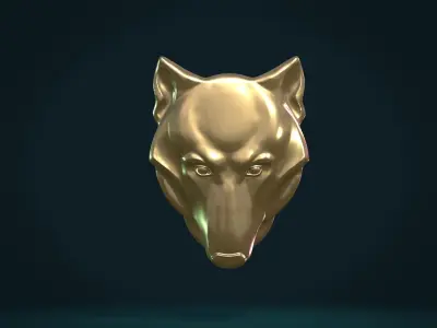 Wolf head relief 3D print model