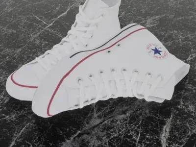 CONVERSE 3D SHOES - WHITE Low-poly 3D model