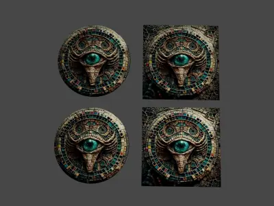 3D model and PBR textures of an ancient alien mosaic Low-poly 3D model
