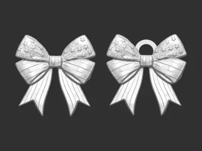 American flag pattern ribbon bow decor  3D print model