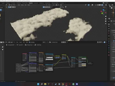 Procedural Mountains and Clouds Free 3D model