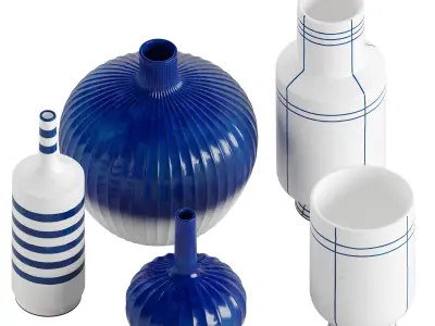 Decorative ceramic vases set 3D model