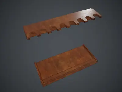 Wooden Weapon Rack 4 PBR Game Ready Low-poly 3D model