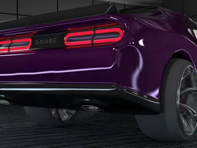 dodge challenger hellcat  Low-poly 3D model