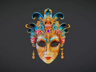 Exquisite 3D Venetian Mask Low-poly 3D model