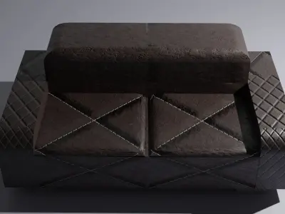 Brown Leather Couch   Low-poly 3D model