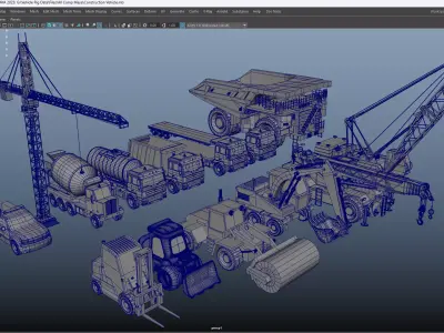 Cartoon Construction Vehicle Pack - Rigged Machines Animation Low-poly 3D model