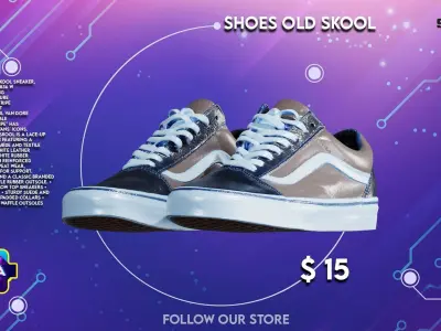 Shoes Vans Old Skool Gray Low-poly 3D model