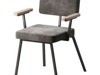KRAB with solid wood armrests 3D model