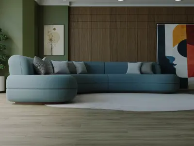 Modern Curved Sectional Sofa Minimalist Luxury Design 3D model