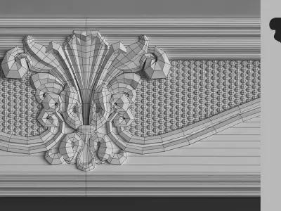 Cornice Moulding with classic floral elements 3D model 3D model