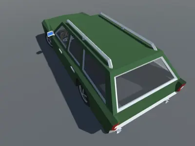 Muscle Car Station Wagon with Interior MOBILE READY Low-poly 3D model