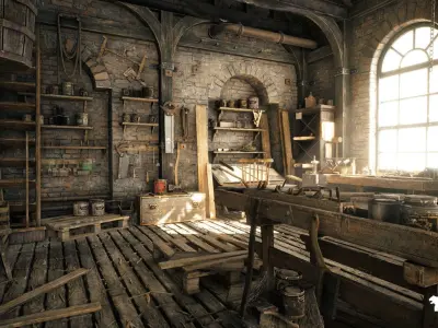 Carpenters Workshop Low-poly 3D model