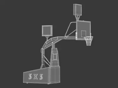 Portable Basketball Hoop System with Timer Blue Paint 3D model