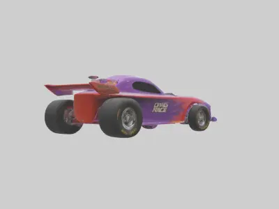 Drag Race Car with Spoilers model 3D model
