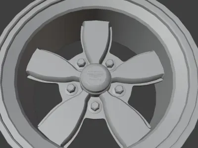 Old School Muscle Car Wheel Low-poly 3D model