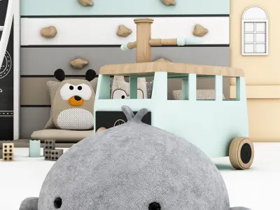 toys and furniture set Low-poly 3D model