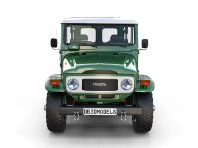 Toyota Land Cruiser FJ 40 Green with Interior and Chassis 3D model