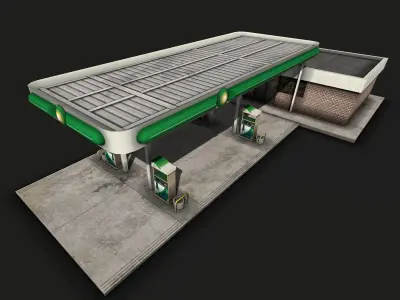 Gas Station Low-poly 3D model