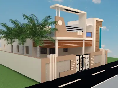 Portico Elevation Low-poly 3D model