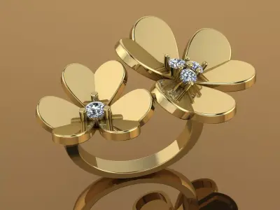 Ring Frivole Cleef Jewelry Brand Gold 3D print model