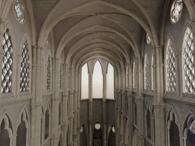Gothic Cathedral Interior  High Detail 3D Model 3D model