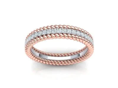 Rope Diamond Band Ring 3dmodel Three finger size 3D print model