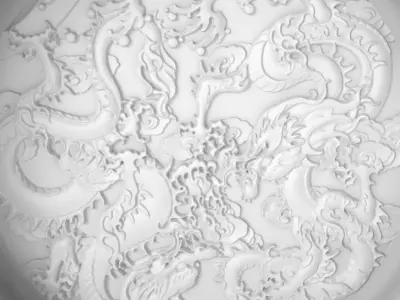 Double Dragon Pattern Ashtray 3D model