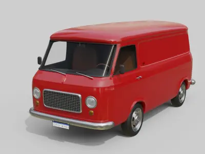 Realistic Vintage Cargo Van High-Detail Game-Ready Render Asset Low-poly 3D model