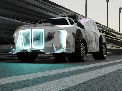  Armored Battle Car Low Poly 3D Model Game Asset Low-poly 3D model