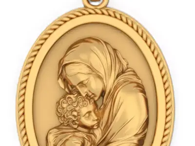 Mary with Christ pendant 3D print model