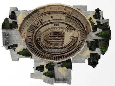 Flying island colosseum 3D model