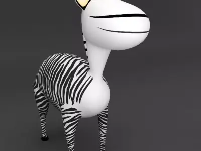 Zebra rigged toon style 3d model  Low-poly 3D model