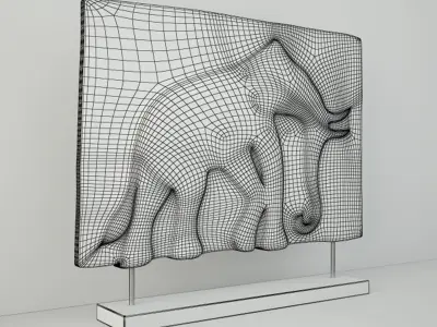 Antique Indian Elephant Relief Panel 2 3D model