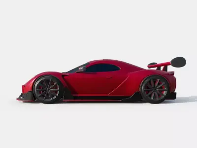 Stylized Red Sports Car with Spoiler 3D model